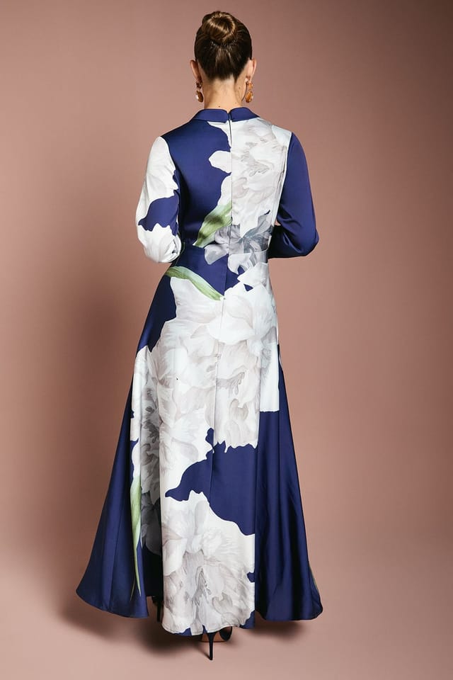 Coast Coast Women's Placement Print Wrap Front Maxi Dress in Navy - 3