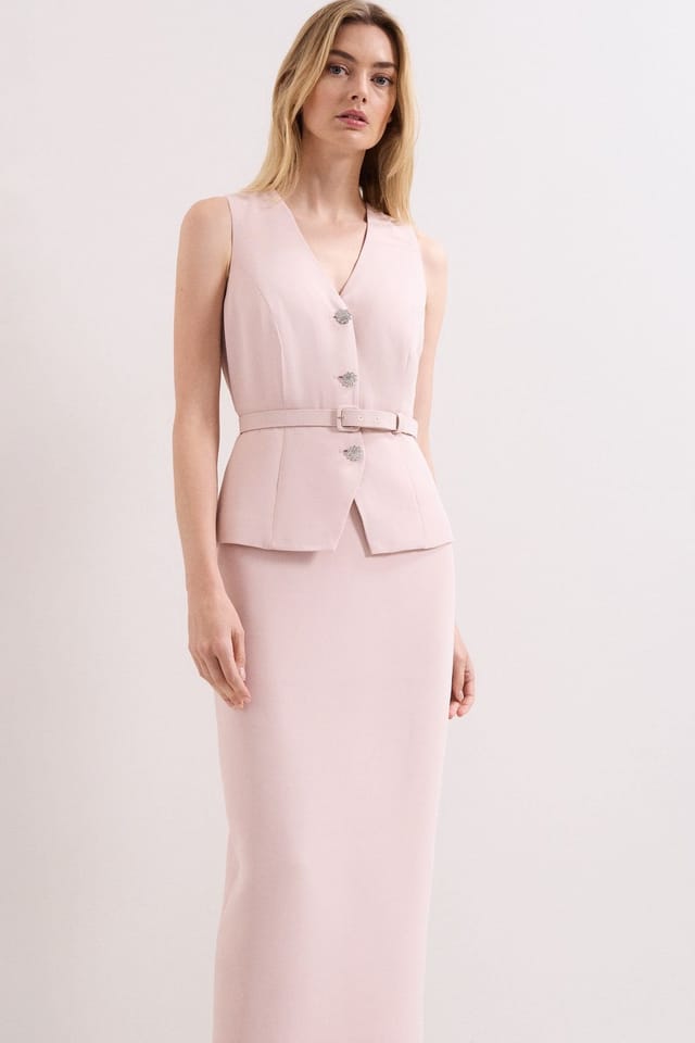 Phase Eight Phase Eight Women's Hilda Belted Tailored Maxi Dress in Pale Pink - 3