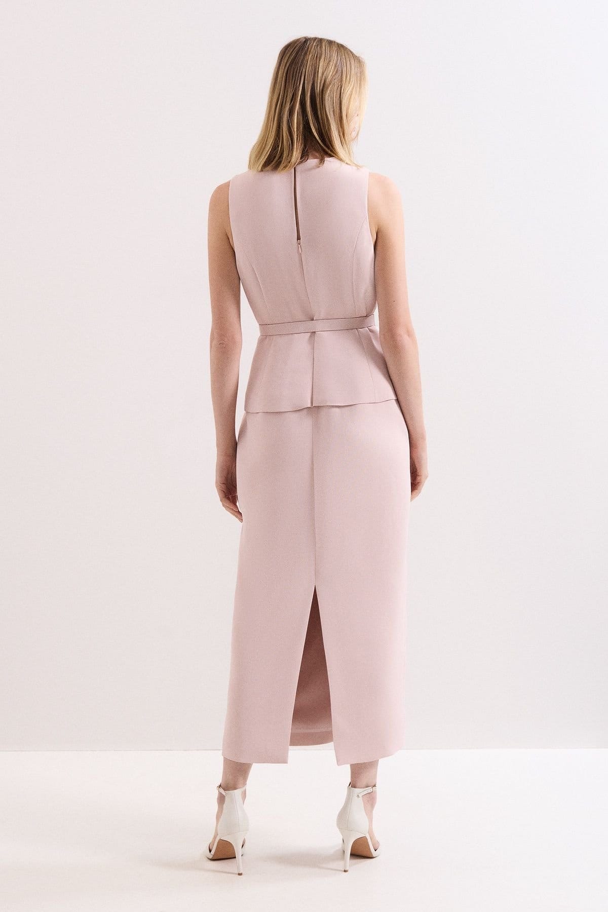Phase Eight Phase Eight Women's Hilda Belted Tailored Maxi Dress in Pale Pink - 4
