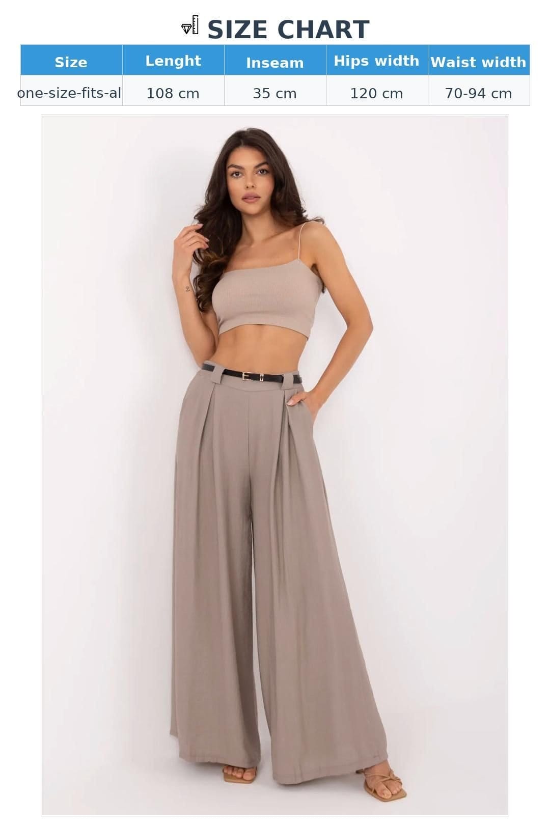 Love Lace Love Lace Women's Palazzo Trousers with Belt in Taupe - 4