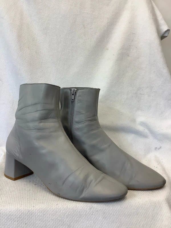 Topshop Ladies Topshop Grey Leather Ankle Boots Size 42, Uk 8