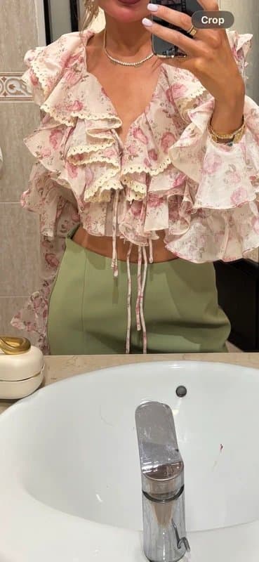 ASOS ASOS Luxe ruffle cropped blouse