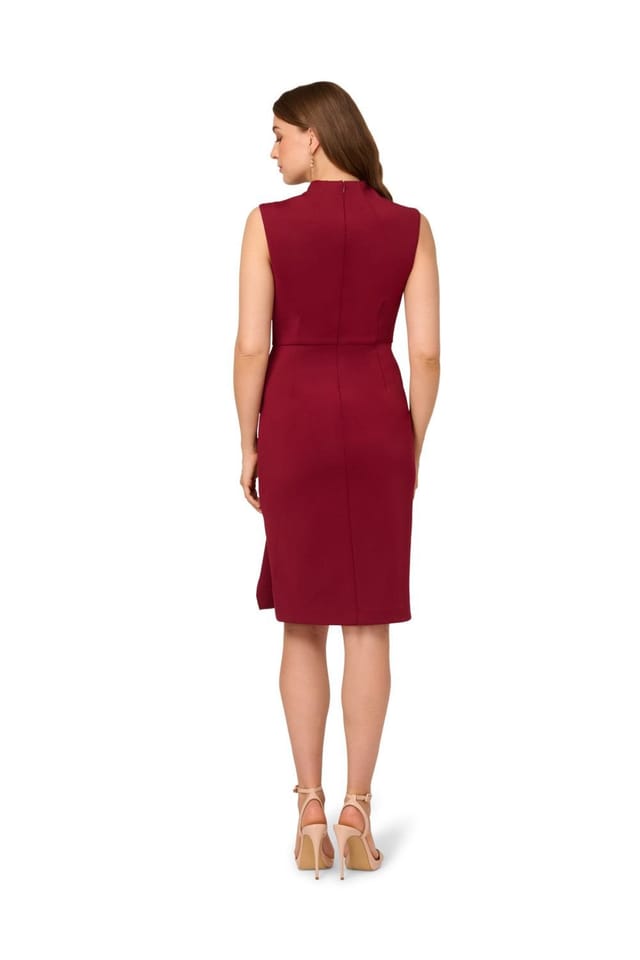 Adrianna Papell Adrianna Papell Women's Ruffle Scuba Midi Dress in Wine - 3