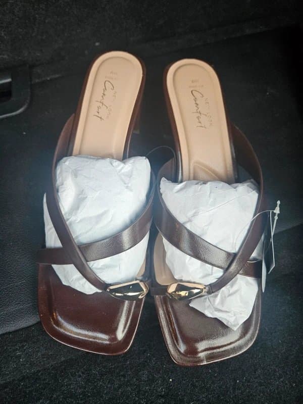 New Look New Look Dark Brown Faux Leather Comfort Mule Sandals