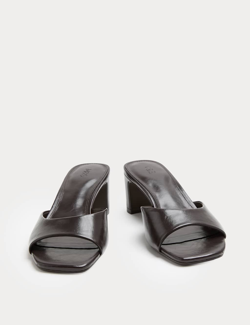 Marks & Spencer M&S Block Heel Peep Toe Mules Brown