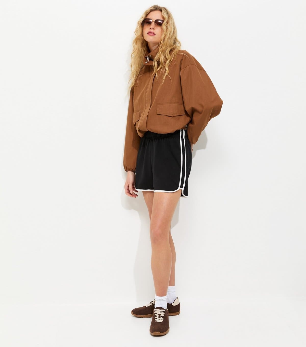 New Look Women's Black Side Stripe Jersey Running Shorts New Look