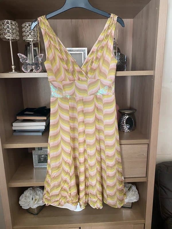 Karen Millen 🎀 Y2K Archive 100% Silk Sequin Karen Millen Dress - Size 10 -