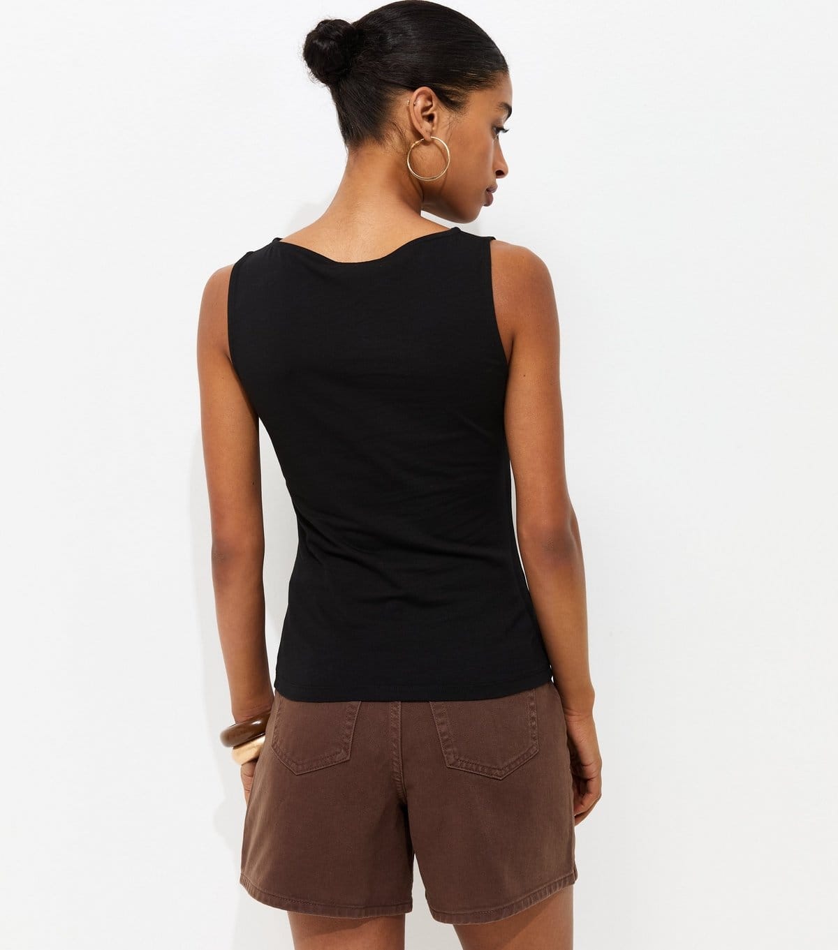 New Look Women's Black Cotton Rich Slash Neck Vest New Look - 4