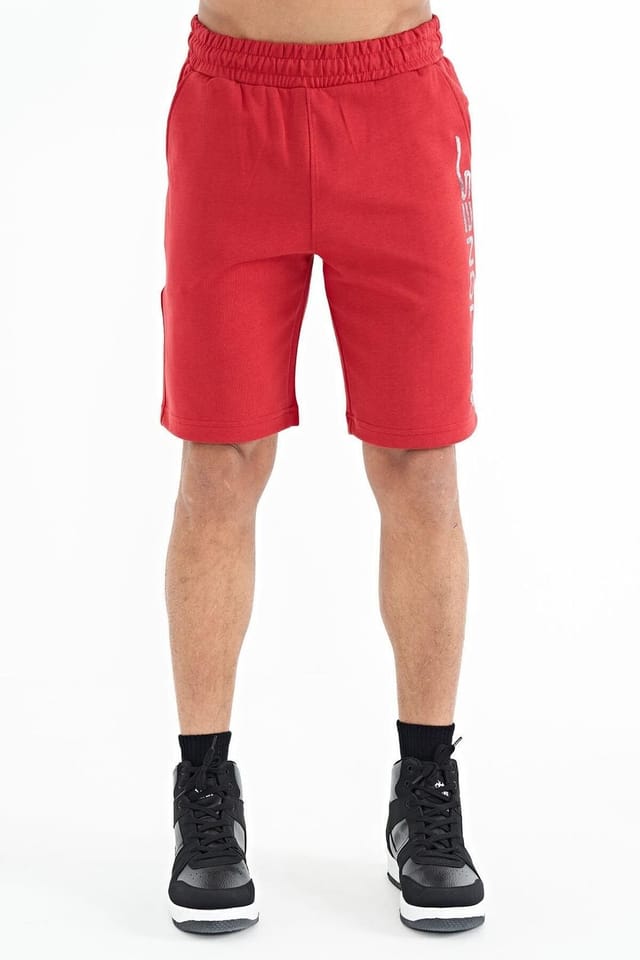 Tommy Life Tommy Life Men's Printed Fleece Sweat Shorts in Red - 2