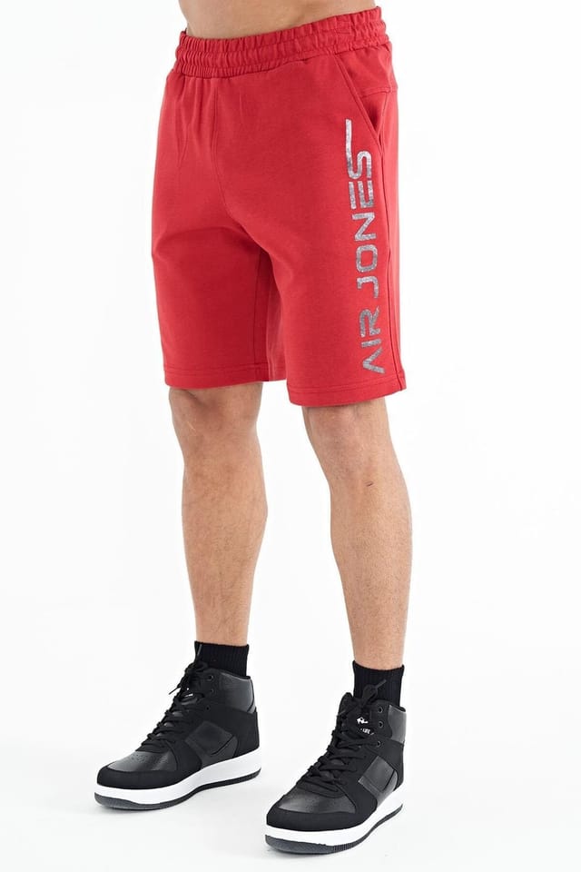 Tommy Life Tommy Life Men's Printed Fleece Sweat Shorts in Red - 3