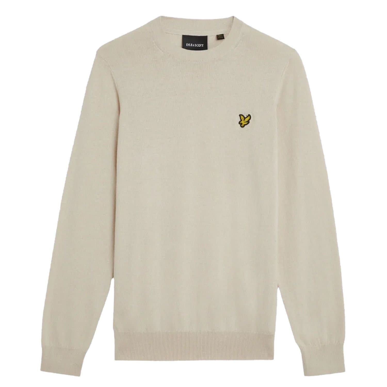 Lyle & Scott Lyle & Scott Men's Cotton Merino Crew Neck Jumper in Light Tan