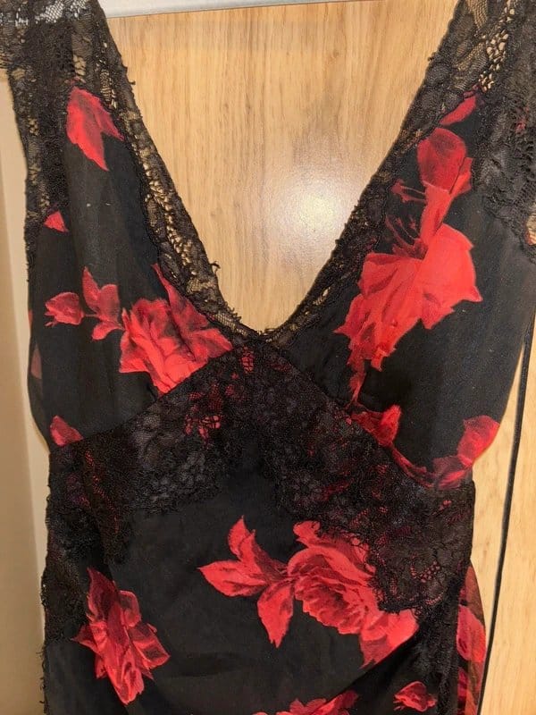 ASOS Red & Black Floral Lace Midi Dress