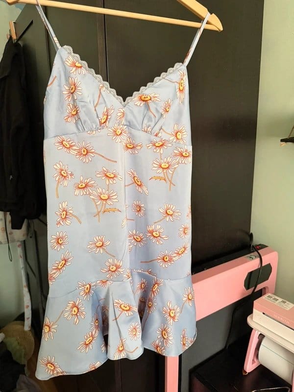 Urban Outfitters Urban Outfitters UO Coquette Daisy Print Mini Dress with Lace Trim - S - 1