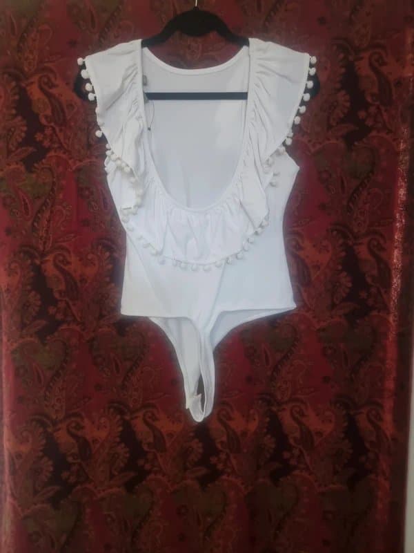 ASOS Asos white pom pom bodysuit