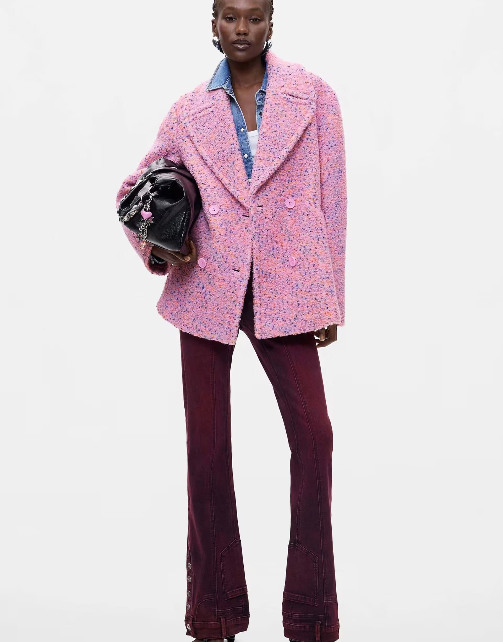 ASOS Desigual Short coat with wool in pink