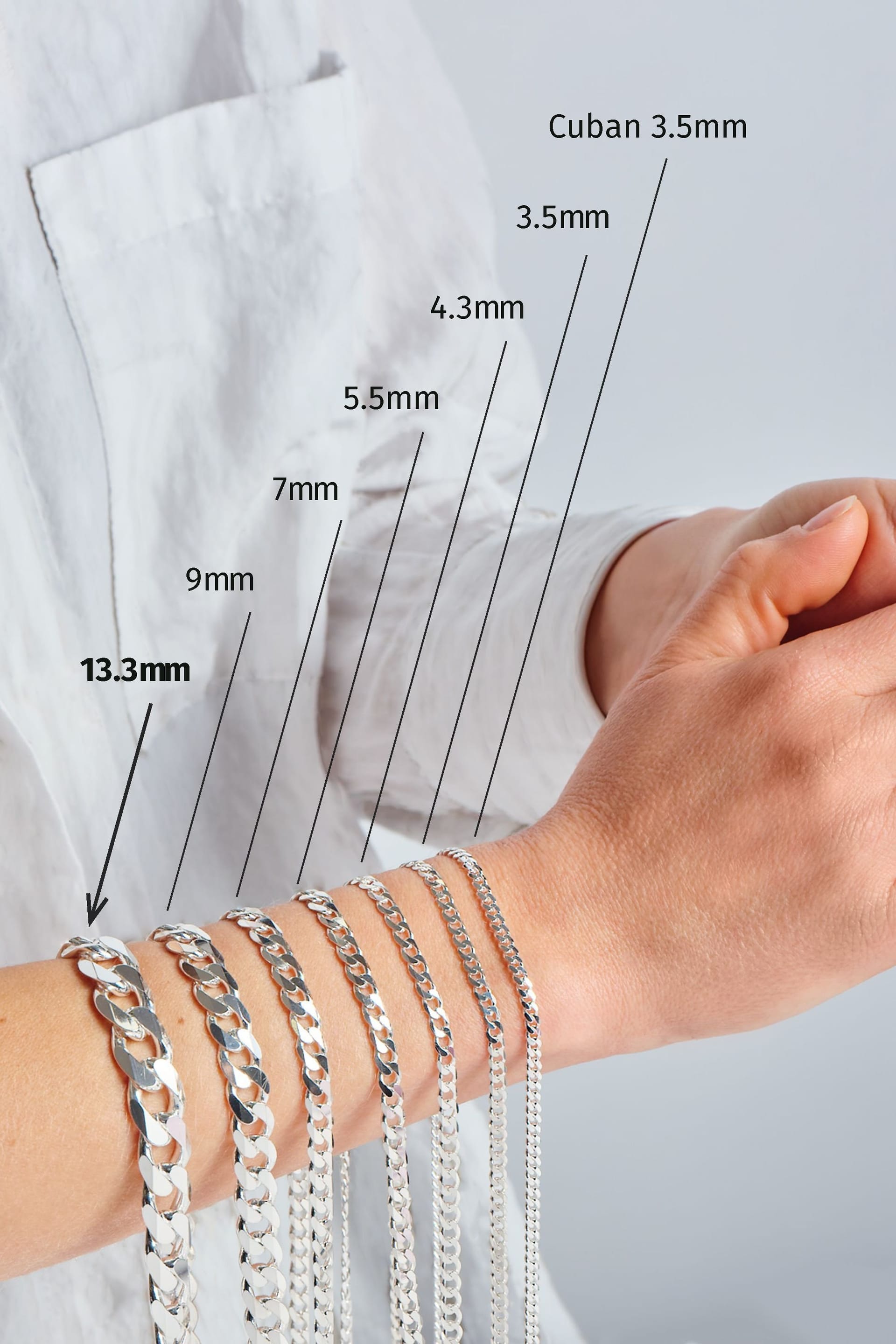 The Fine Collective The Fine Collective Men's Sterling Silver Curb Chain (13.3mm) Bracelet 8.5 inch - 4