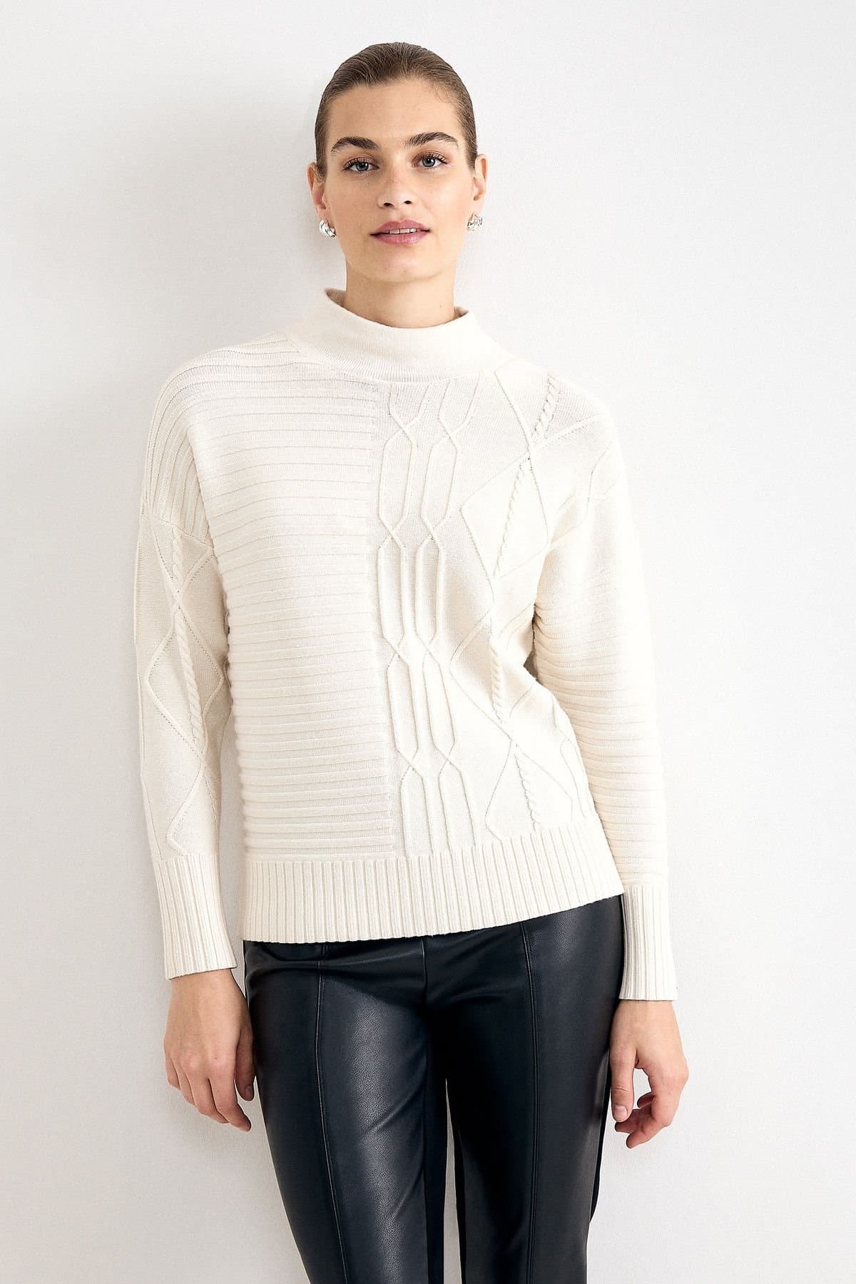 Phase Eight Phase Eight Women's Zinnia Mock Neck Cable Knit Jumper in Off-White