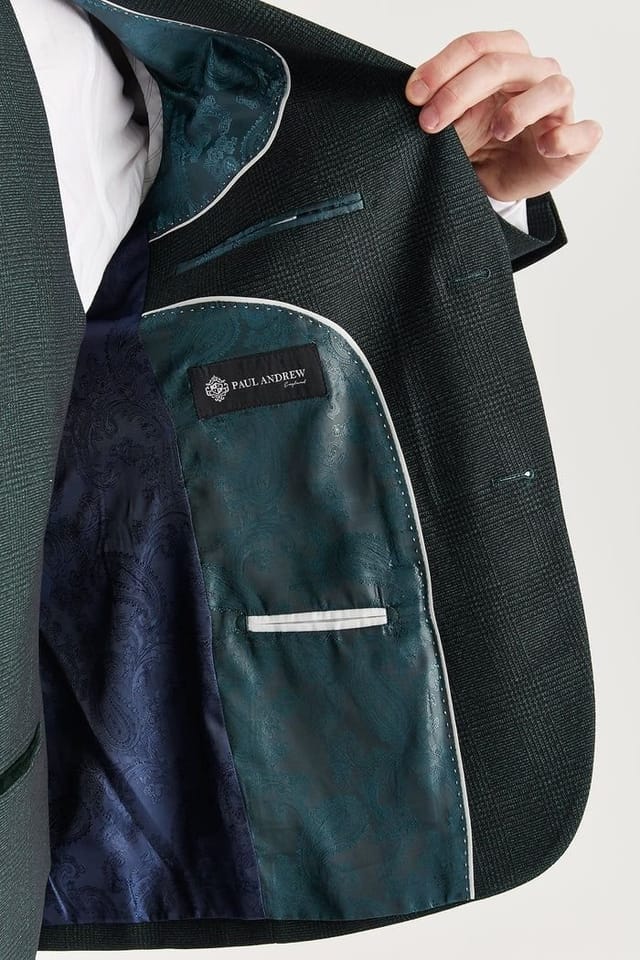 Paul Andrew Paul Andrew Men's Regent Blazer Checked Classic Plaid Tailored Fit Jacket in Green - 3