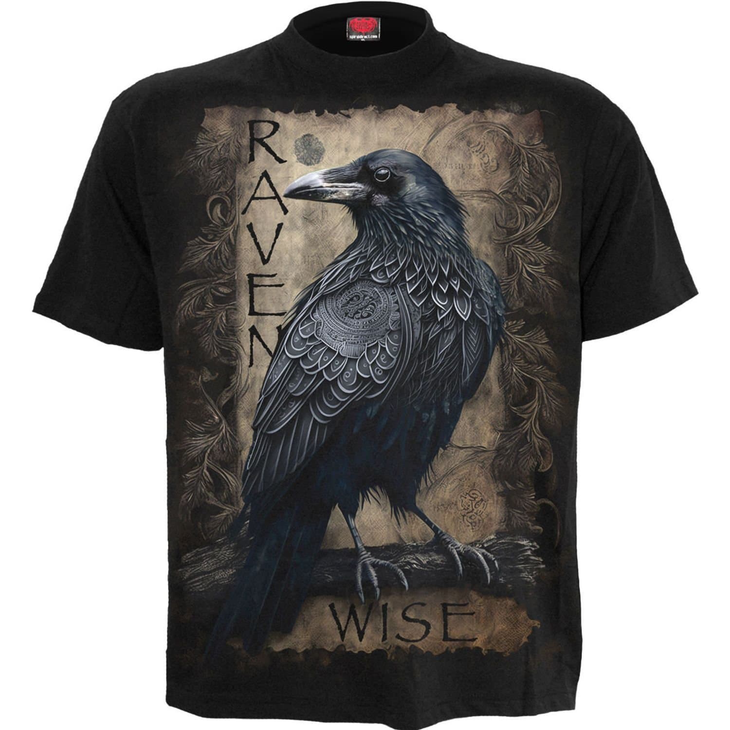 Spiral Direct Spiral Direct Men's Raven Wise Back Print T-Shirt in Black