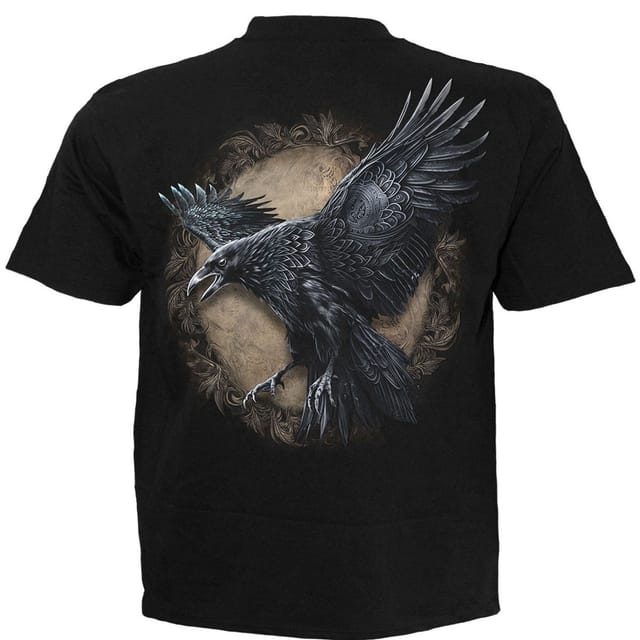 Spiral Direct Spiral Direct Men's Raven Wise Back Print T-Shirt in Black - 2