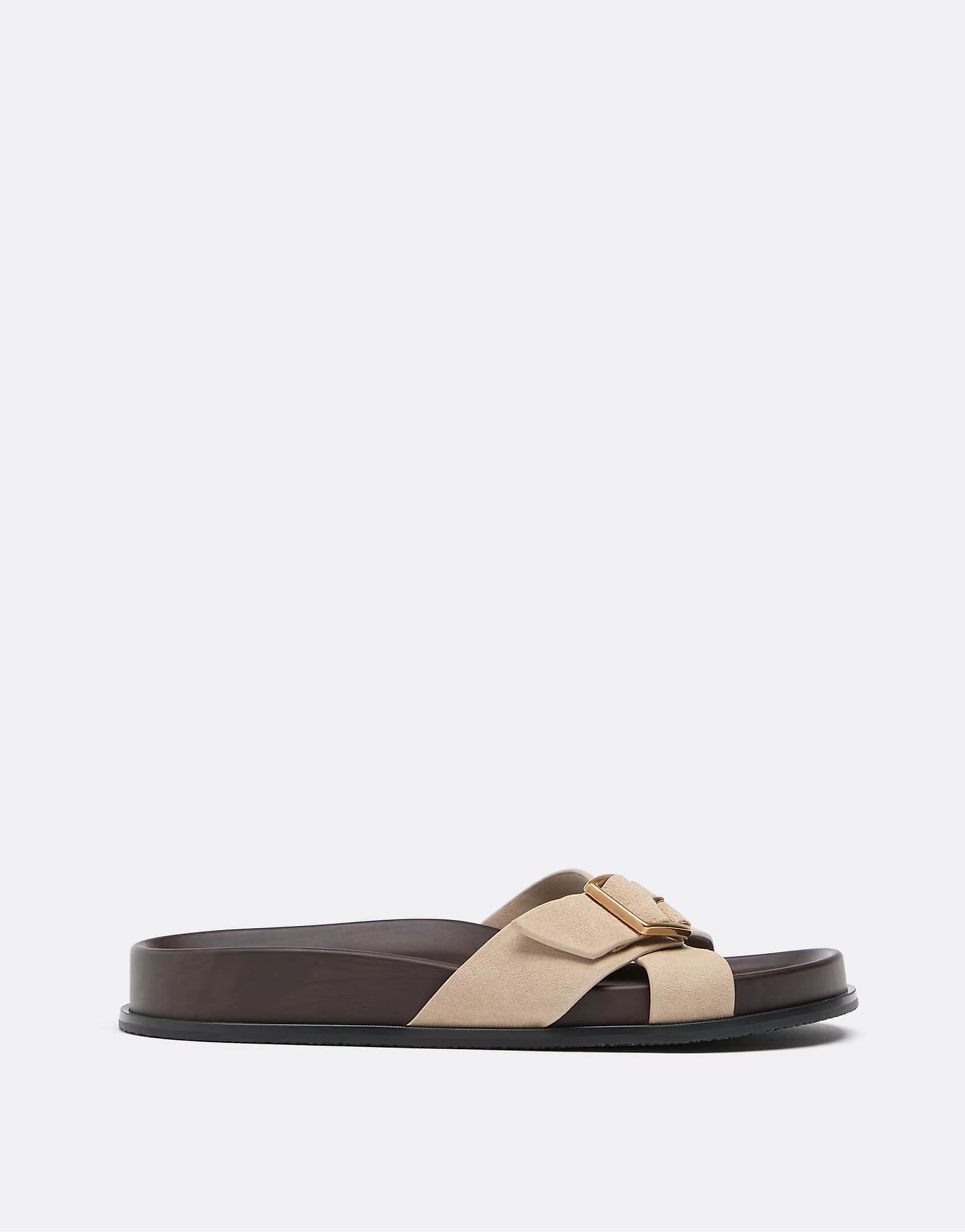 ASOS Stradivarius Flat leather sandals in beige