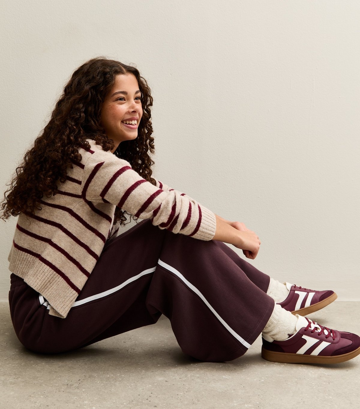 New Look Girls' Dark Brown Side Stripe Wide Leg Trousers New Look - 3