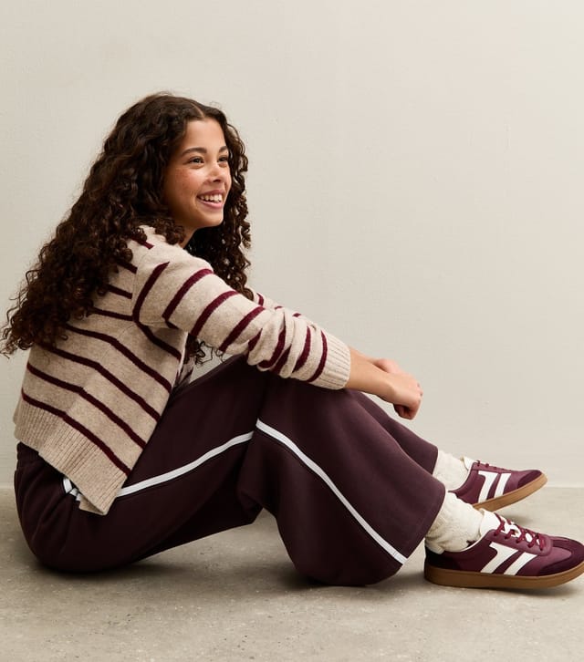 New Look Girls' Dark Brown Side Stripe Wide Leg Trousers New Look - 3