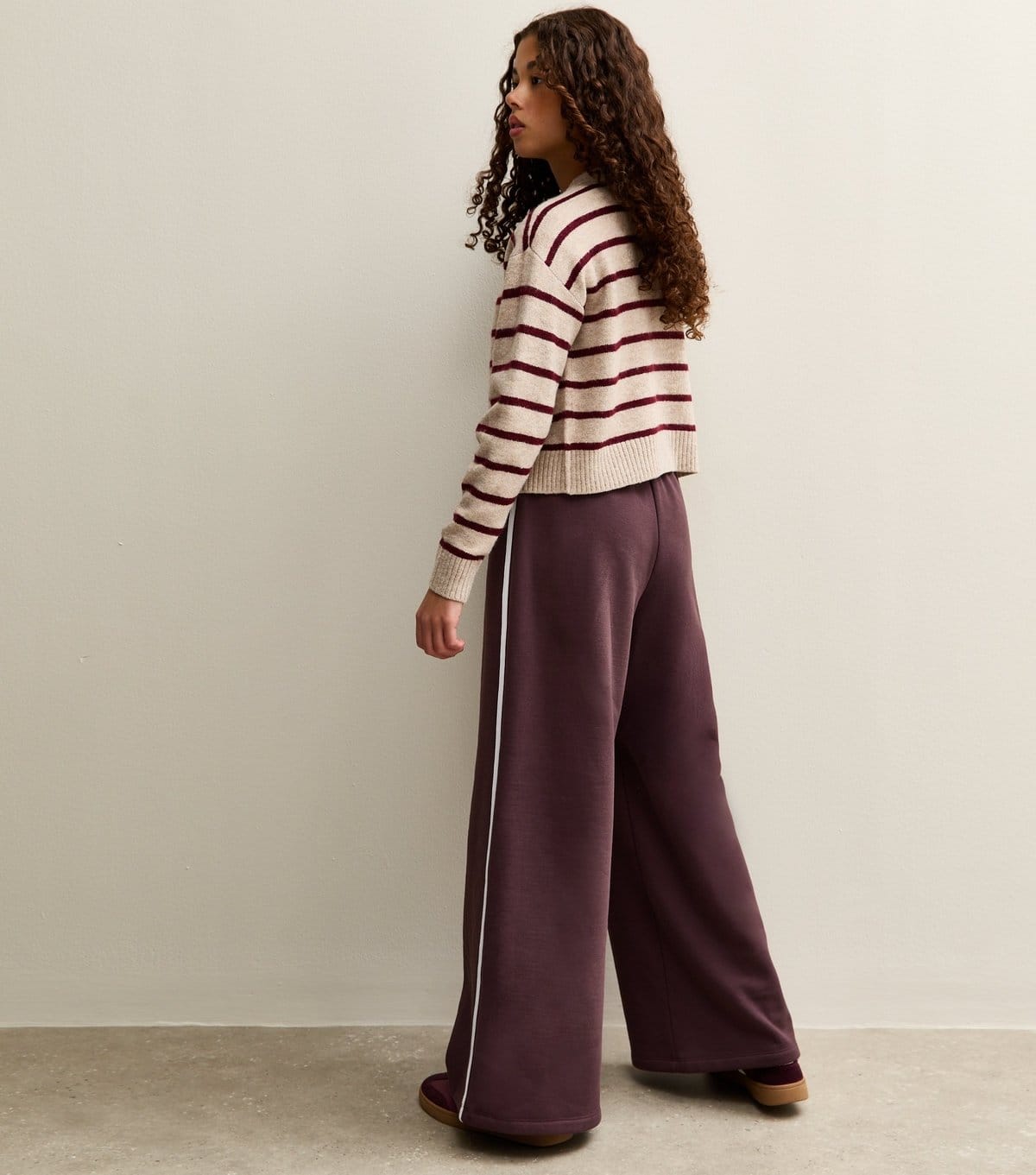 New Look Girls' Dark Brown Side Stripe Wide Leg Trousers New Look - 4
