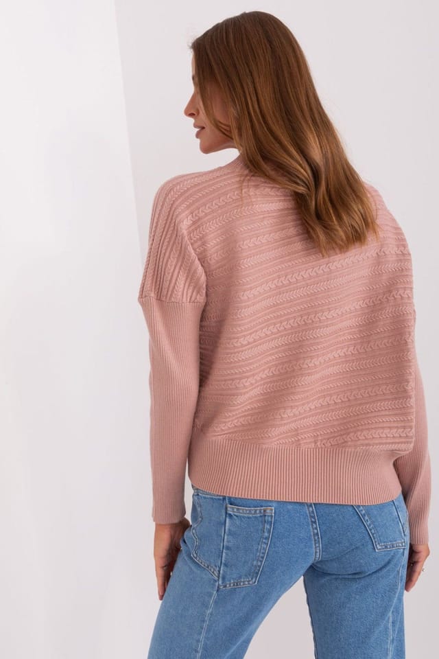 Love Lace Love Lace Women's Variegated Long Sleeve Low Turtleneck Sweater Style 186568 in Pink - 3