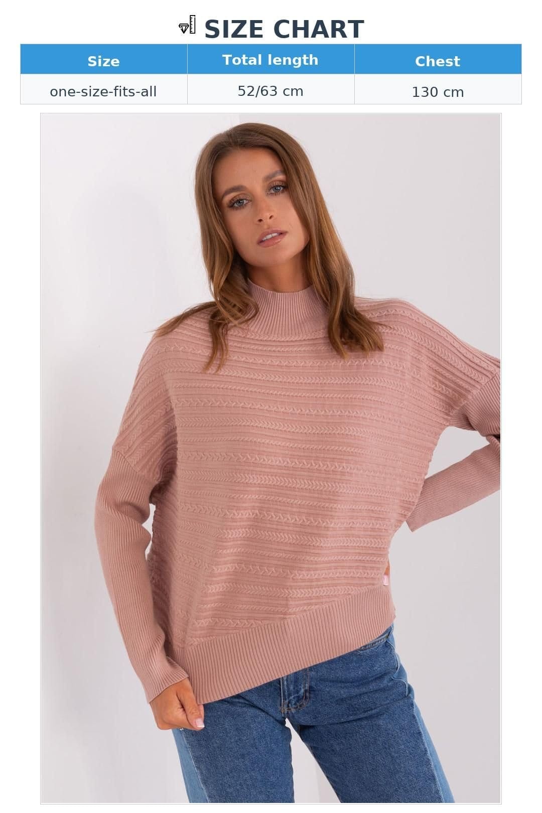 Love Lace Love Lace Women's Variegated Long Sleeve Low Turtleneck Sweater Style 186568 in Pink - 4
