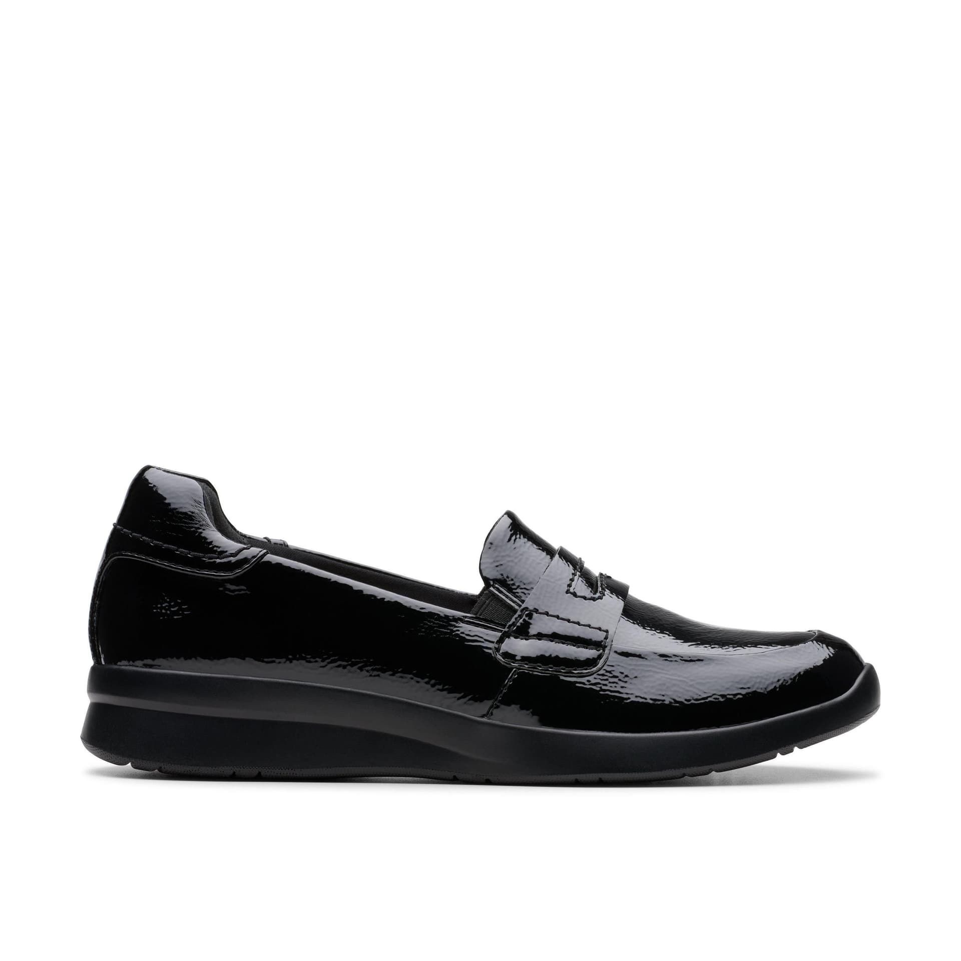 Clarks Clarks Women's Ellowyn Penny Black Crinkle Patent Loafers