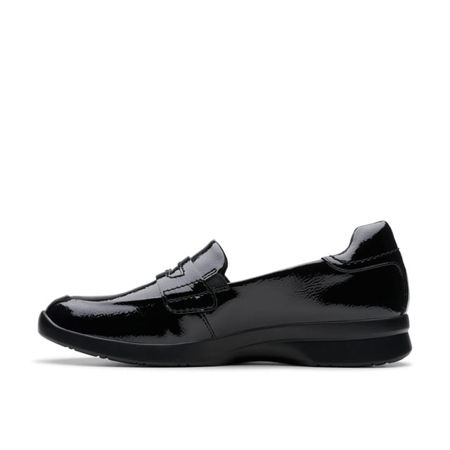 Clarks Clarks Women's Ellowyn Penny Black Crinkle Patent Loafers - 2