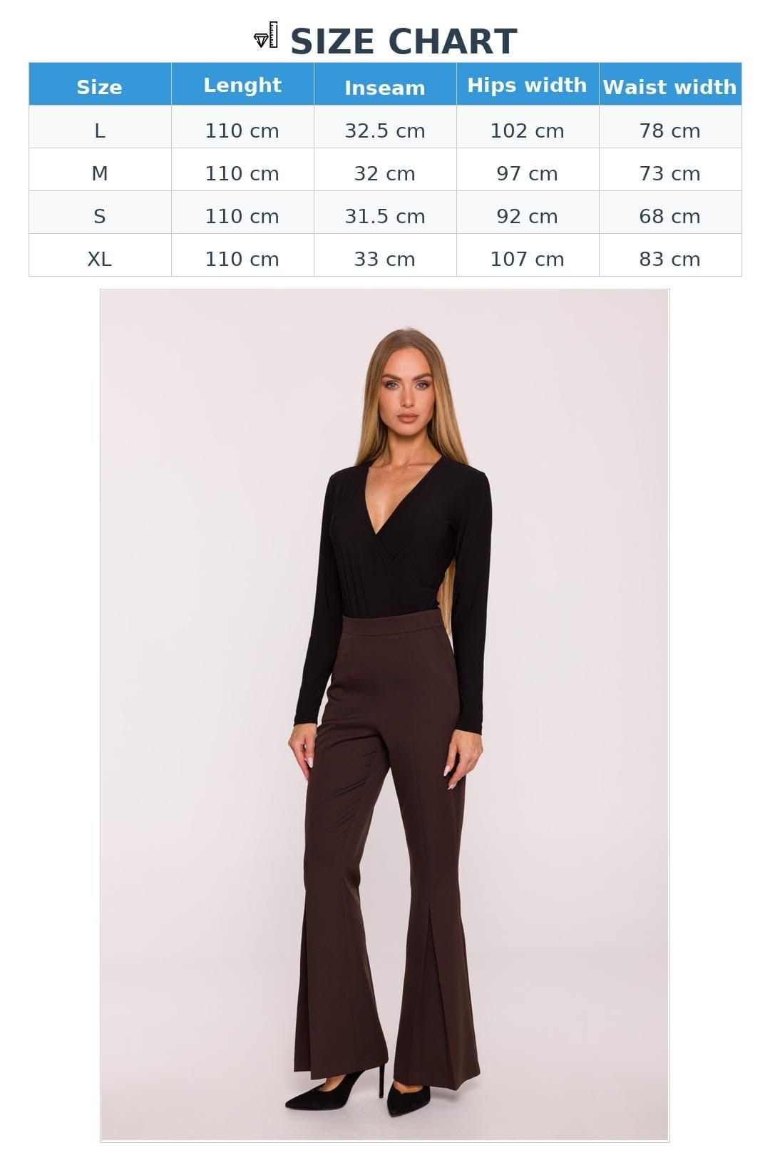 Love Lace Love Lace Women's Matte Suit Flared Pleated High Waist Trousers in Brown - 4