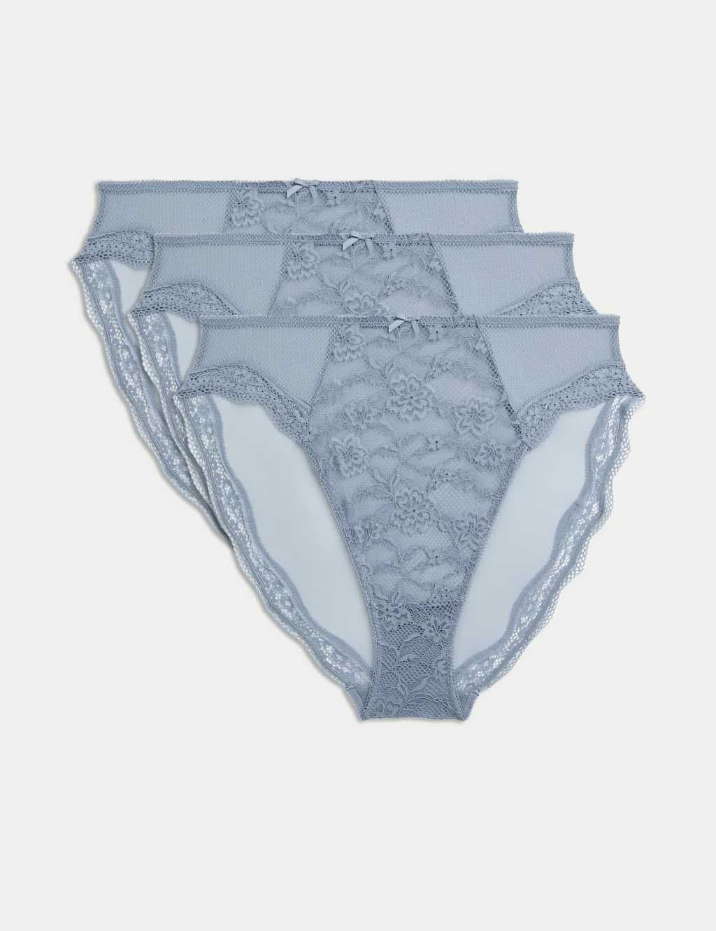 Marks & Spencer M&S 3pk Jasmine Lace High Waisted High Leg Knickers Dark Wine