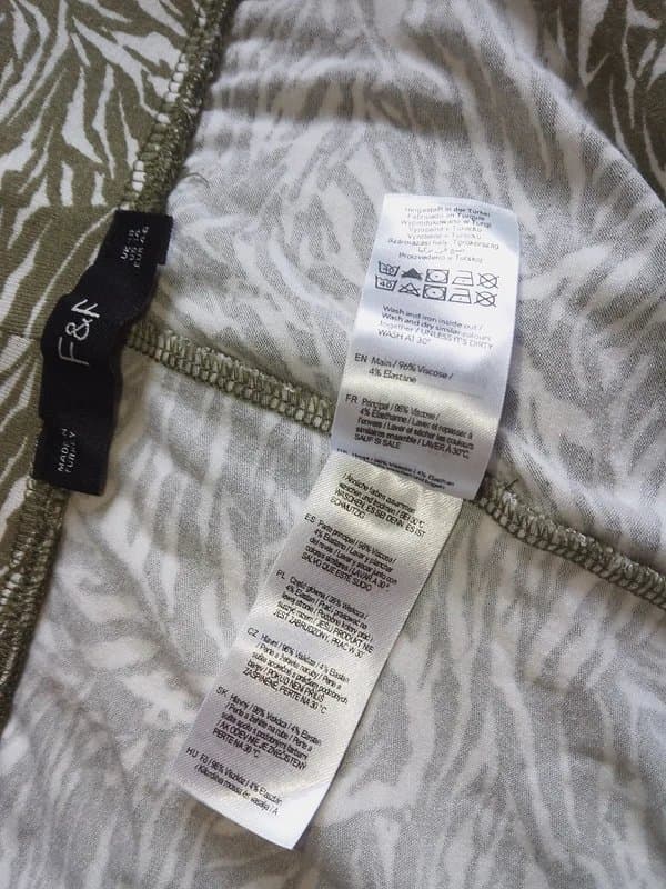 F&F F&F Womens Green White Leaf Print Jogger Trousers Size UK 18