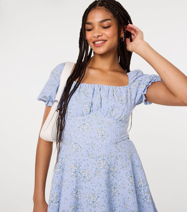 Pink Vanilla Women's Blue Puff Sleeve Playsuit Pink Vanilla New Look - 3