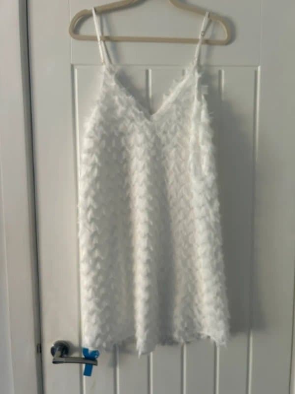 Cupshe Cupshe White Feather Fringe Mini Dress Size M BNWT Party Holiday Dress