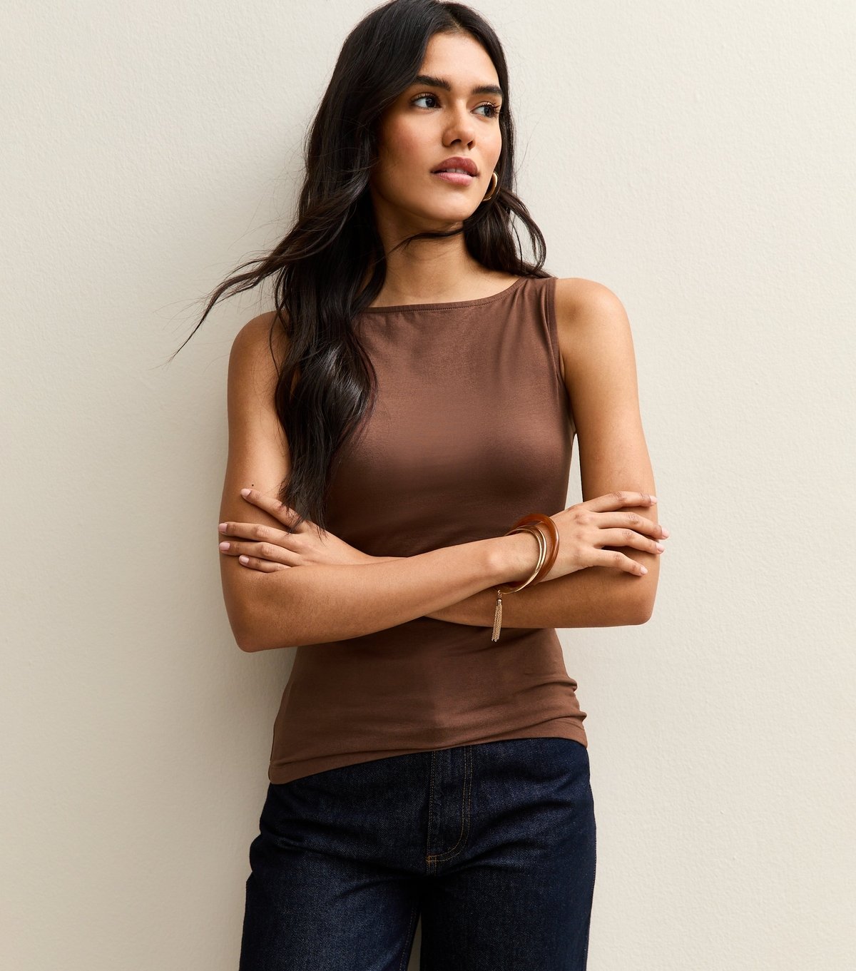 New Look Women's Brown Slash Neck Vest Top New Look - 3