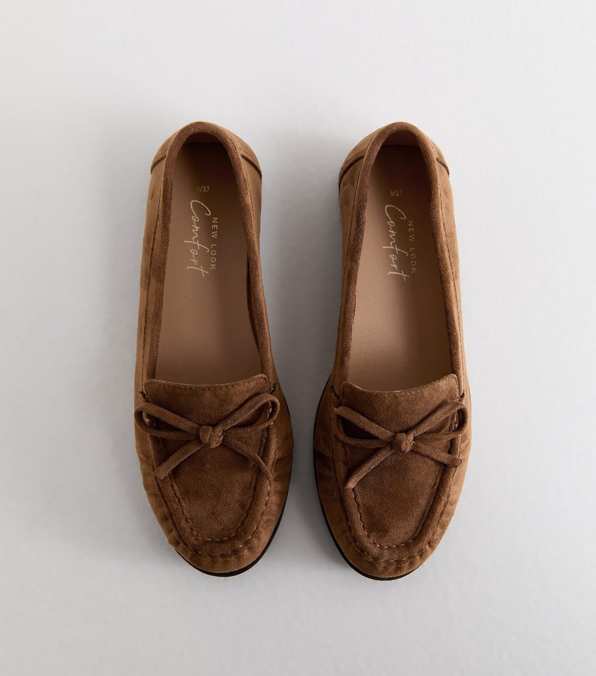 New Look New Look Tan Faux Suede Bow Flat Loafers