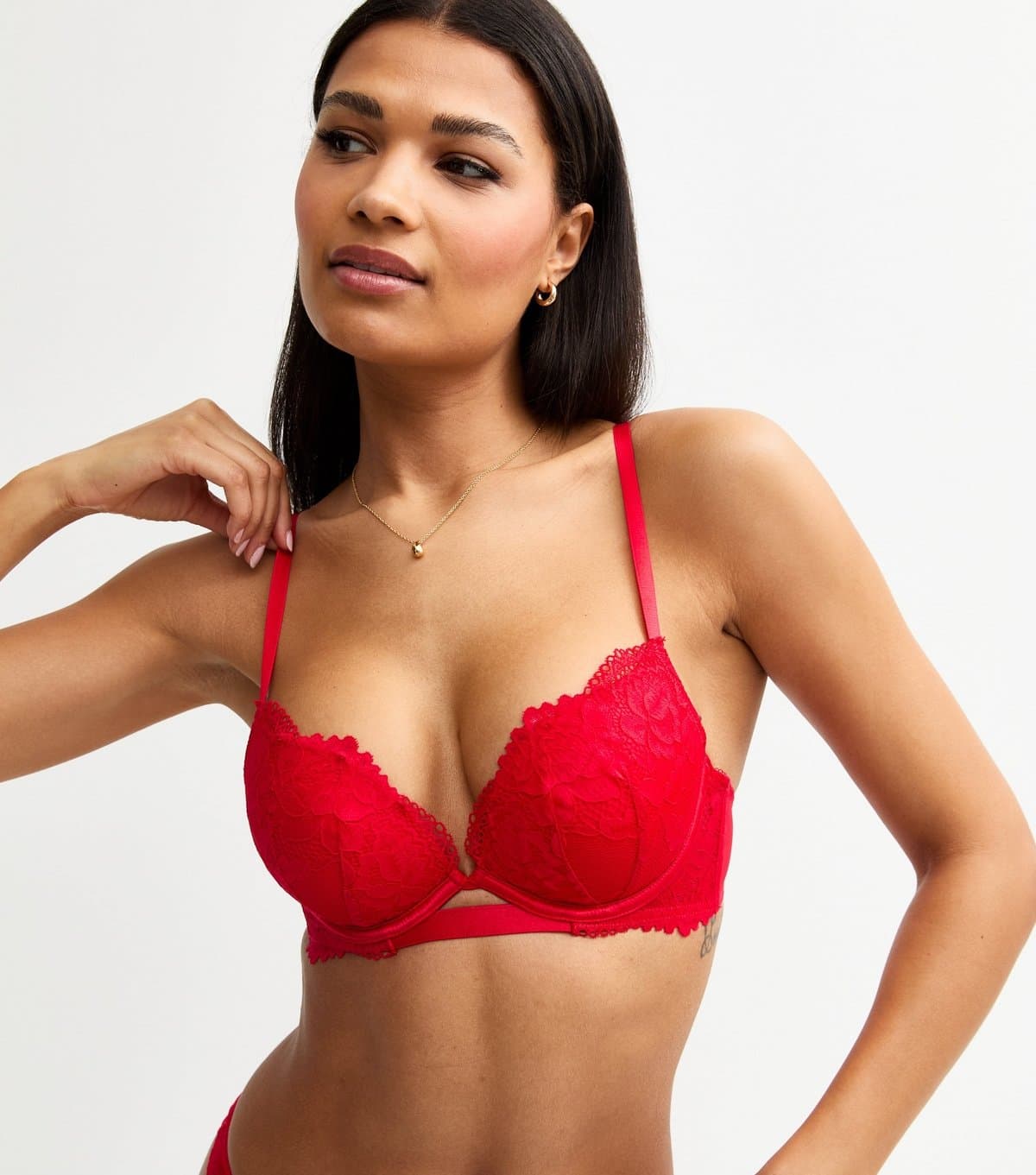 New Look Women's Red Lace Push-Up Bra New Look