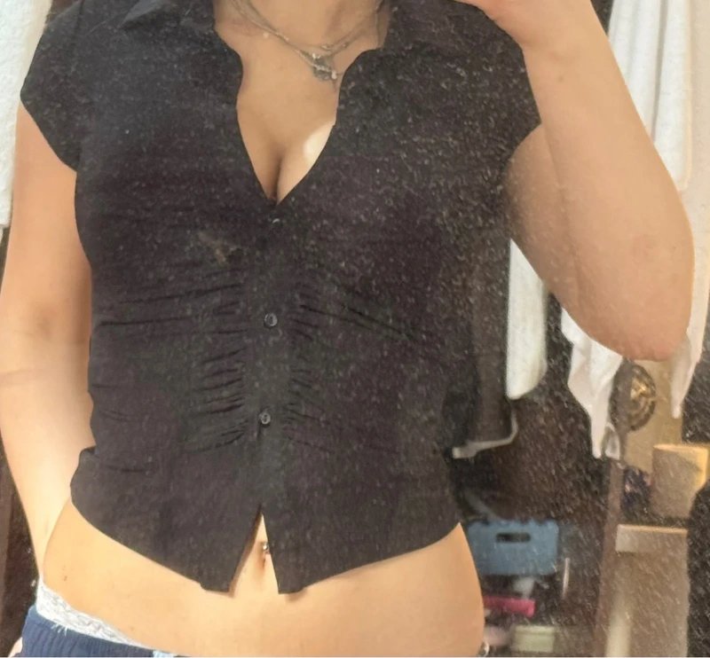 ASOS Design Black cinched button up - 1