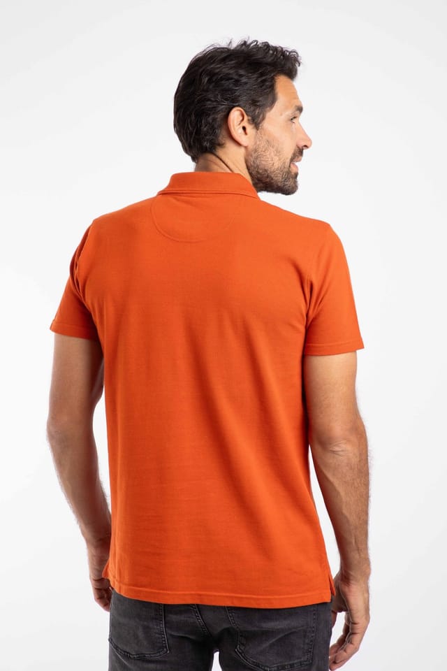 Weird Fish Weird Fish Men's Giles Pique Polo Shirt in Orange - 3