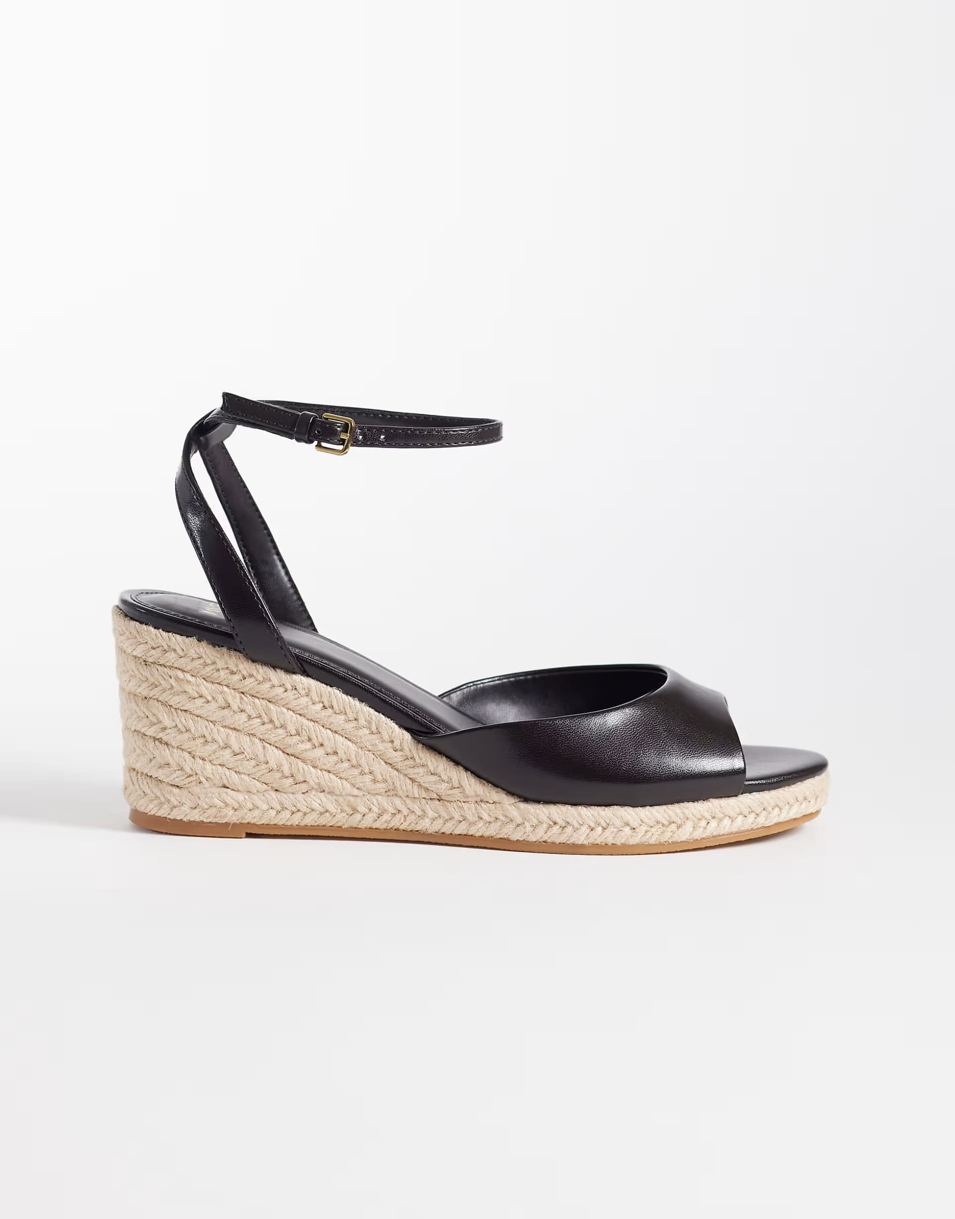 ASOS Mango Faux Leather Heeled Peep Toe Wedge In Chocolate