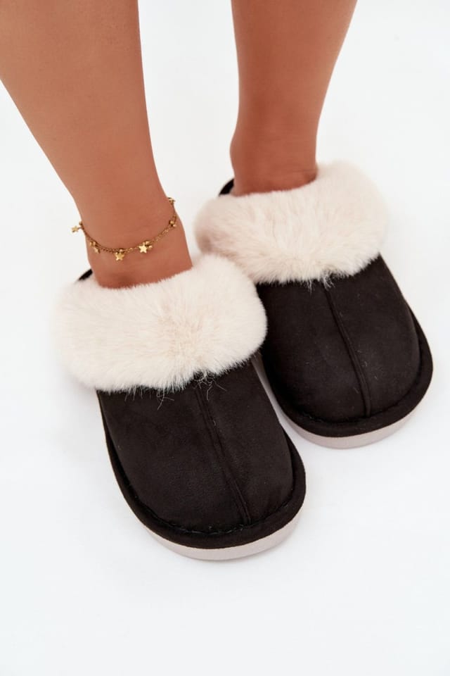 Love Lace Love Lace Women's Fur Lined Soft Suede Cozy Indoor Slippers for Cold Days in Black - 3