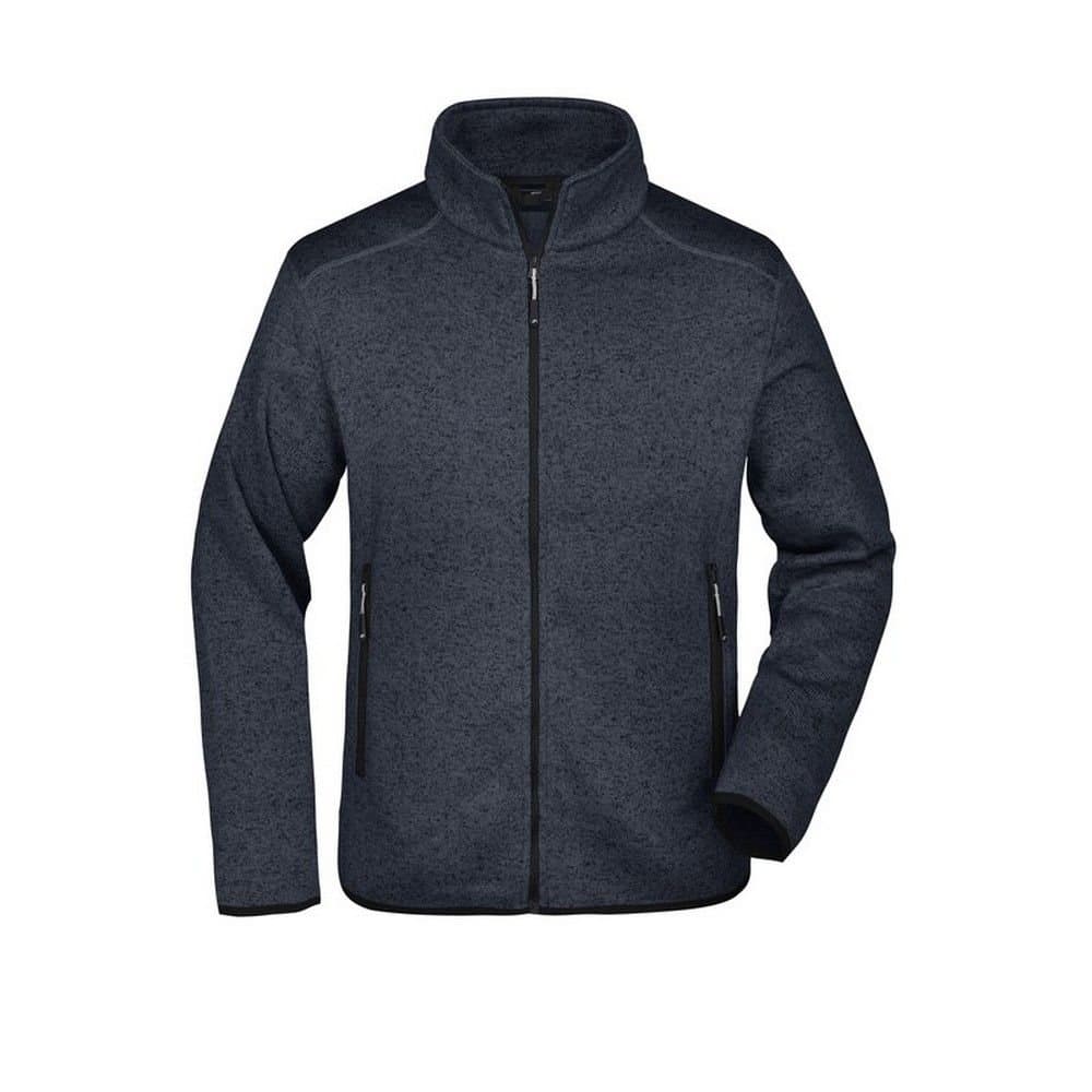 James and Nicholson James and Nicholson Men's Knitted Fleece Jacket in Dark Grey