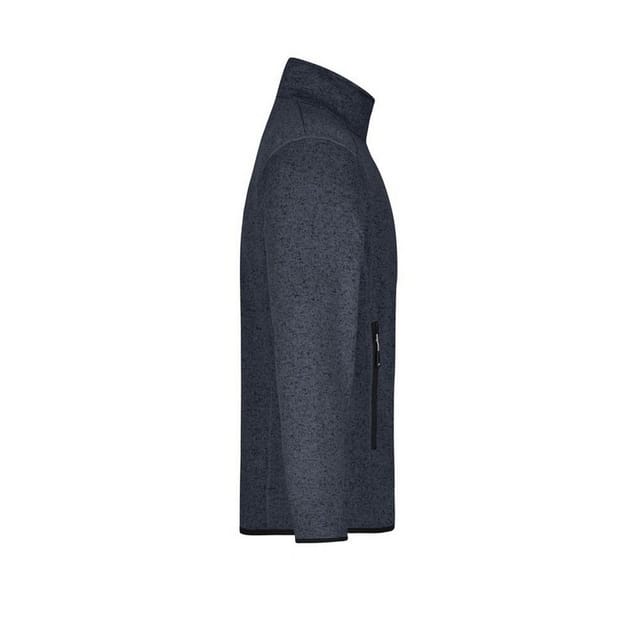 James and Nicholson James and Nicholson Men's Knitted Fleece Jacket in Dark Grey - 3