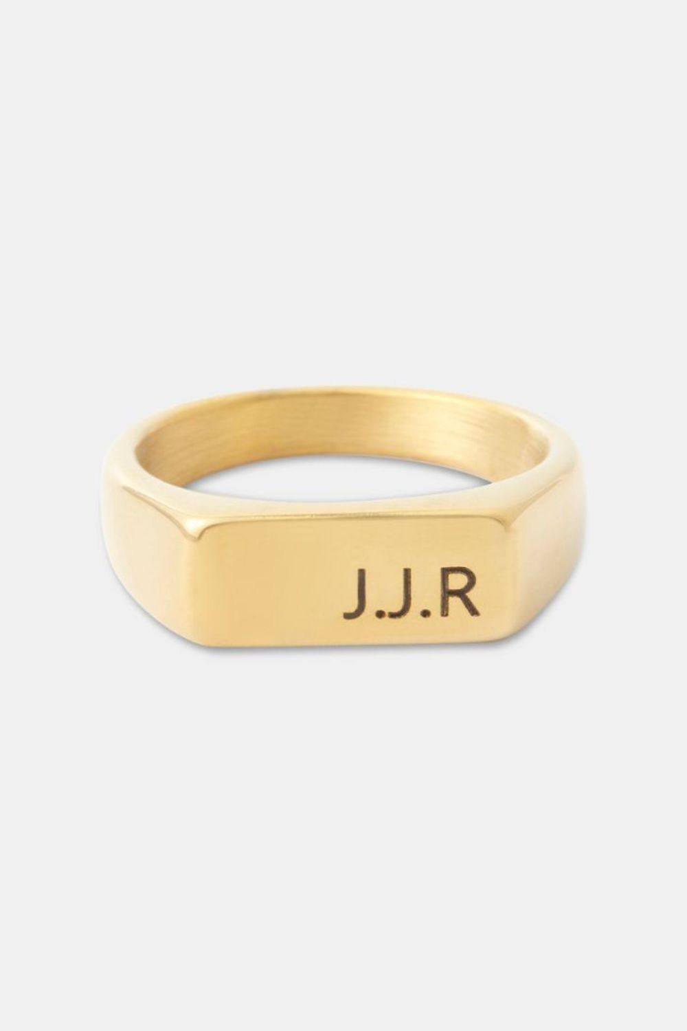 Outrage London Outrage London Men's 18K Gold Engravable Rectangle Signet Ring - 4