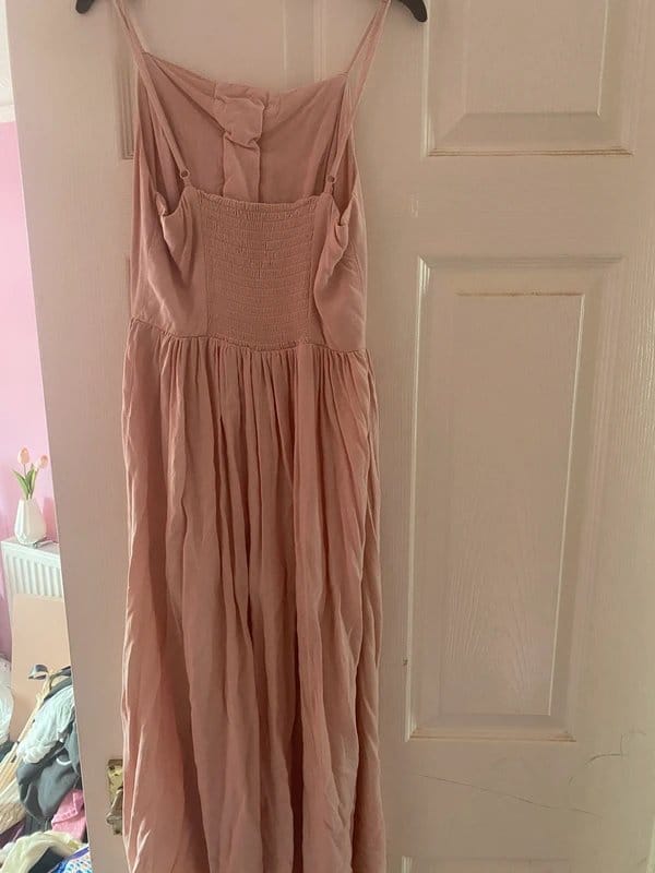 New Look Pink Lace-Up Full Skirt Dress