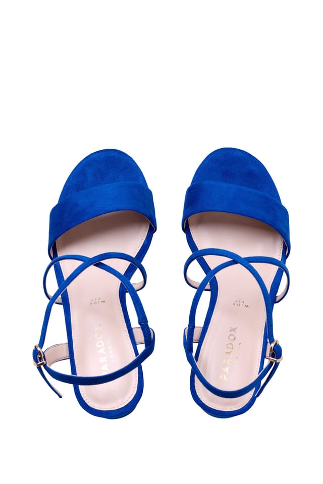 Paradox London Paradox London Women's Honeysilk' Wide Fit Block Heel Sandals in Royal - 3