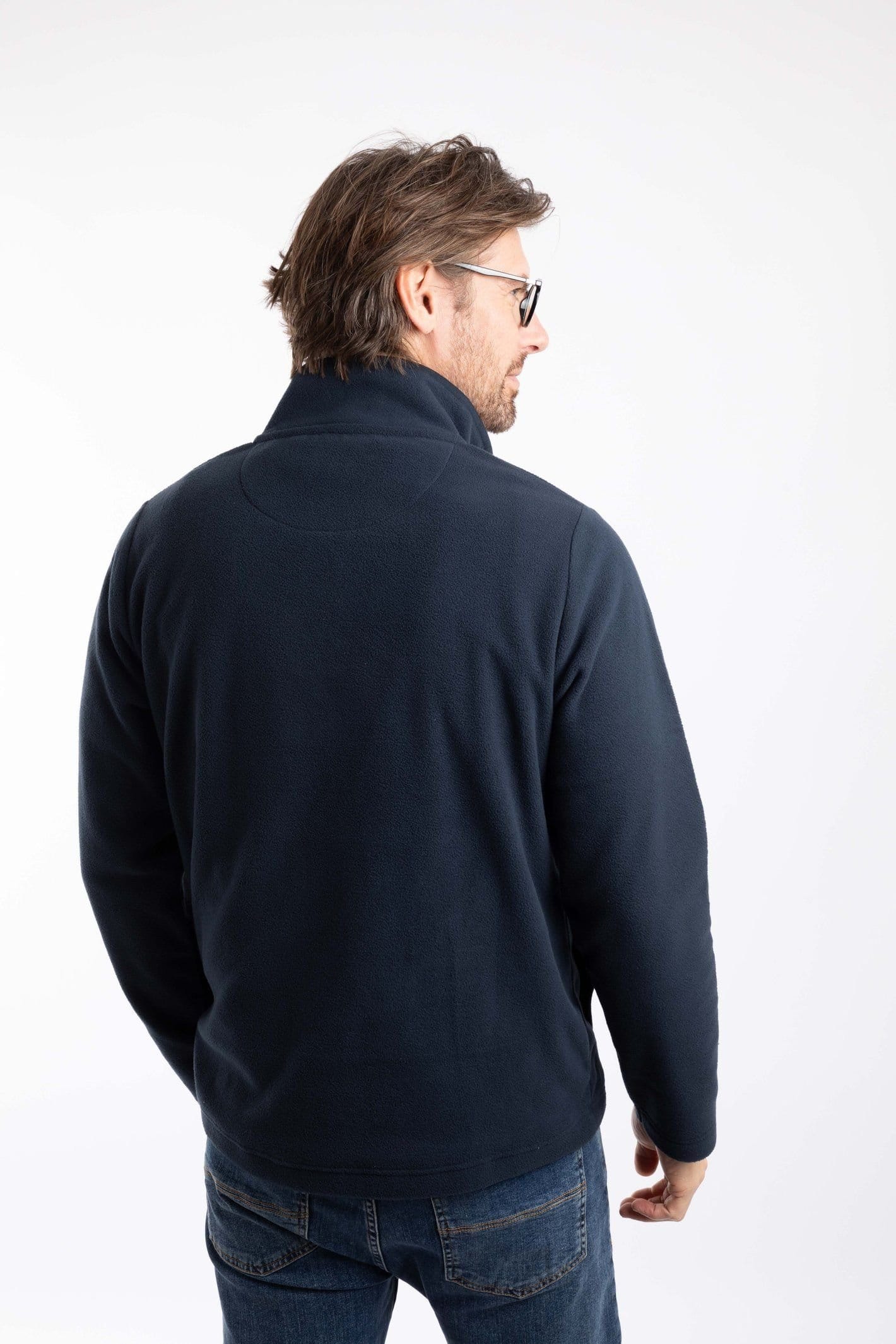 Weird Fish Weird Fish Men's Roald Button Funnel Neck Microfleece in Navy - 4